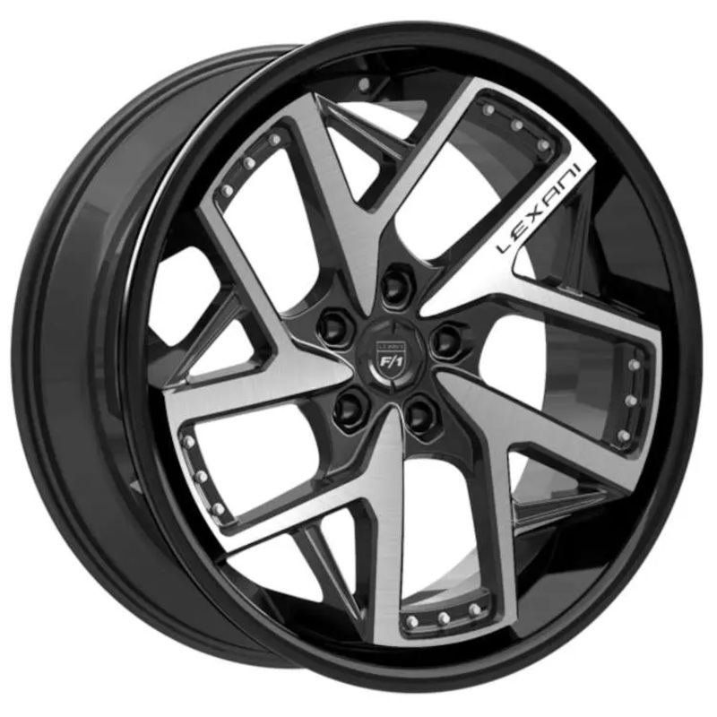 LEXANI DEVOE GLOSS BLACK MACHINED BRUSHED FACE WHEELS | 22X10.5 | 5X112 | OFFSET: 32MM | CB: 74.1MM